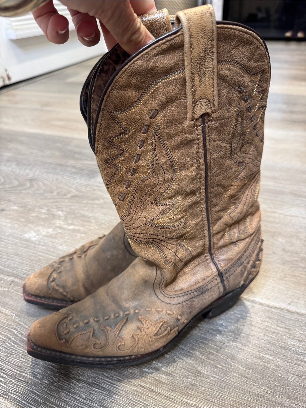 Laredo Tan Distressed Leather Western Cowboy Boots